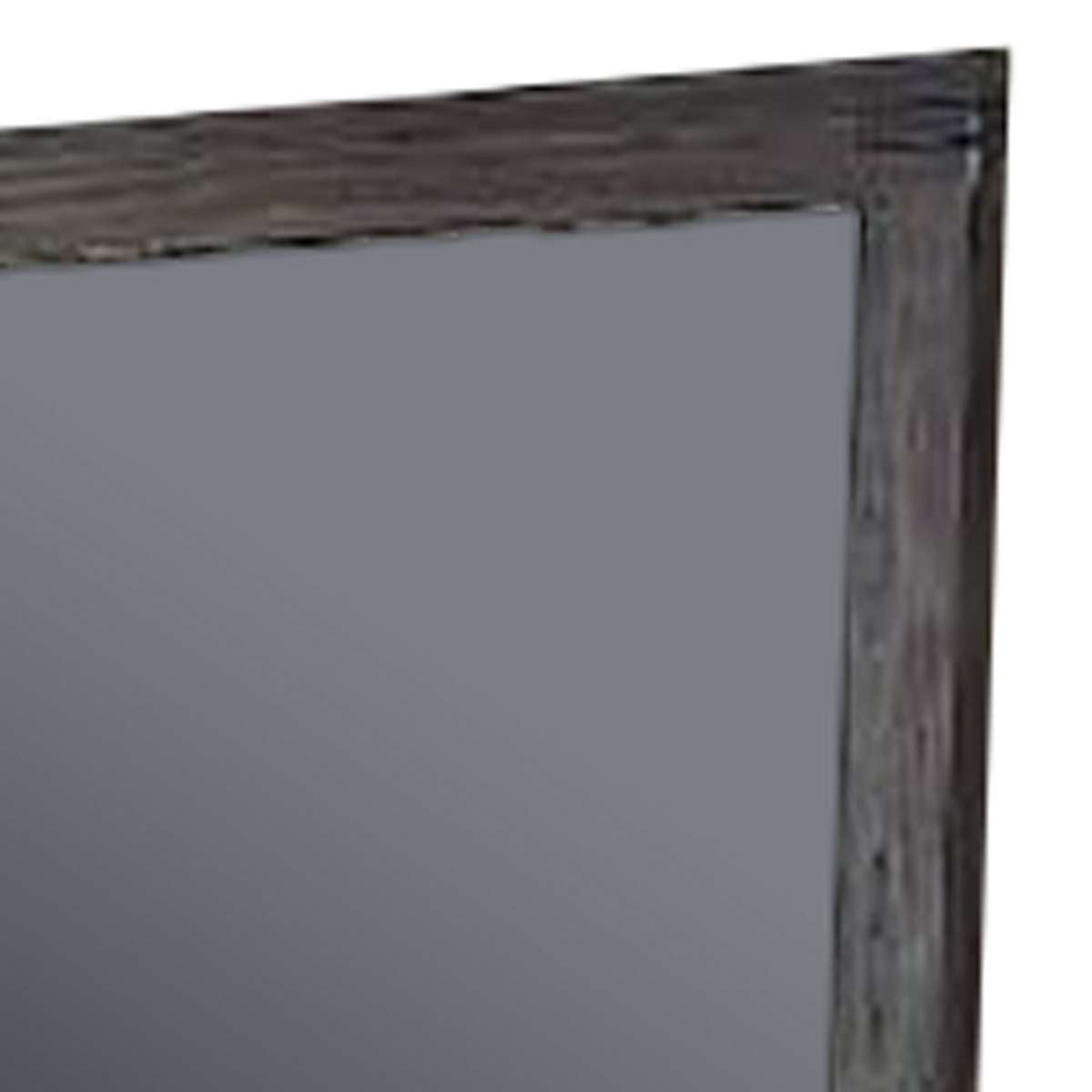 Wall Mirror With Rectangular Frame And Natural Wood Grain Details, Dark Brown By Benzara | Mirrors |  Modishstore  - 3