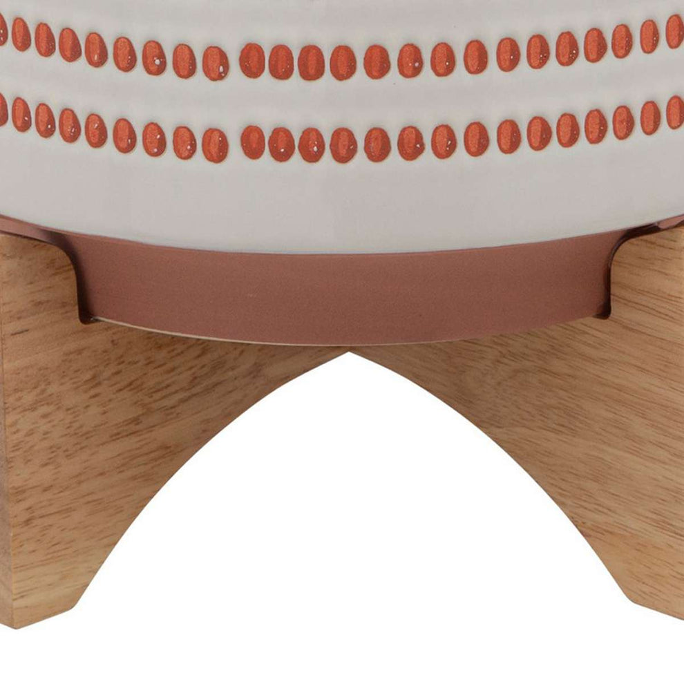 Round Shaped Ceramic Planter With Aztech Pattern, Red By Benzara | Planters, Troughs & Cachepots |  Modishstore  - 3