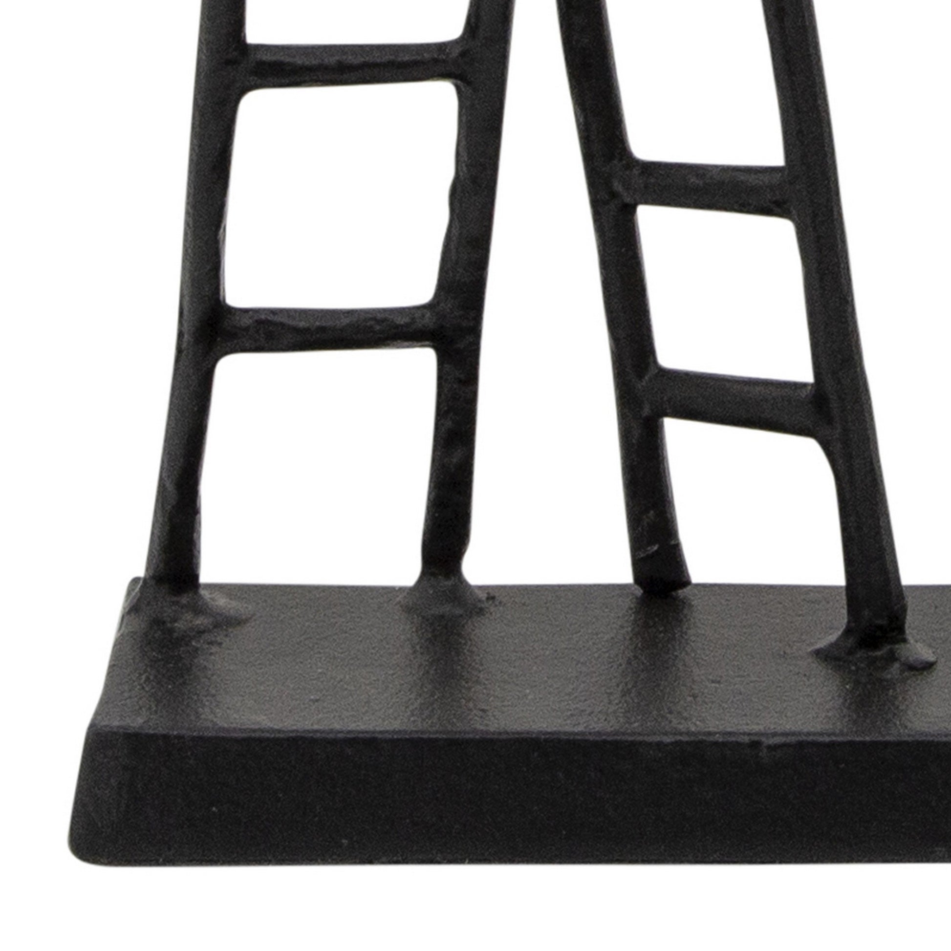 24 Inch Metal Ladder Sculpture With Stable Base, Black By Benzara | Sculptures |  Modishstore  - 3