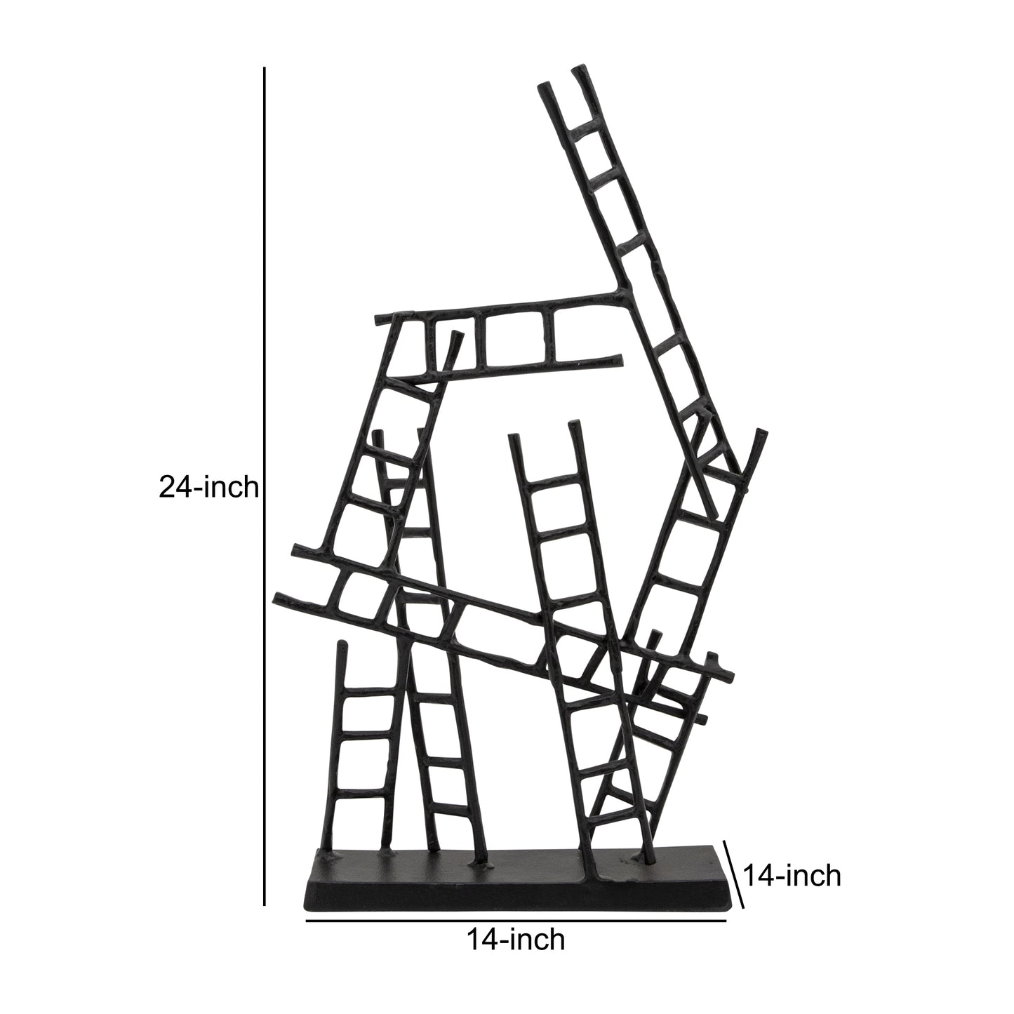24 Inch Metal Ladder Sculpture With Stable Base, Black By Benzara | Sculptures |  Modishstore  - 5
