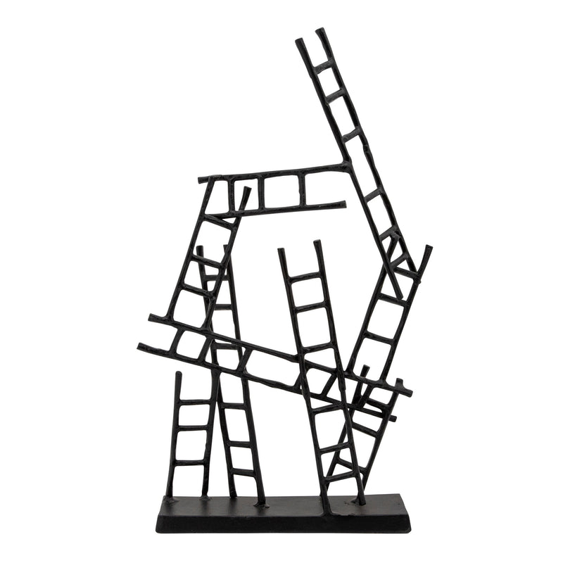 24 Inch Metal Ladder Sculpture With Stable Base, Black By Benzara | Sculptures |  Modishstore 