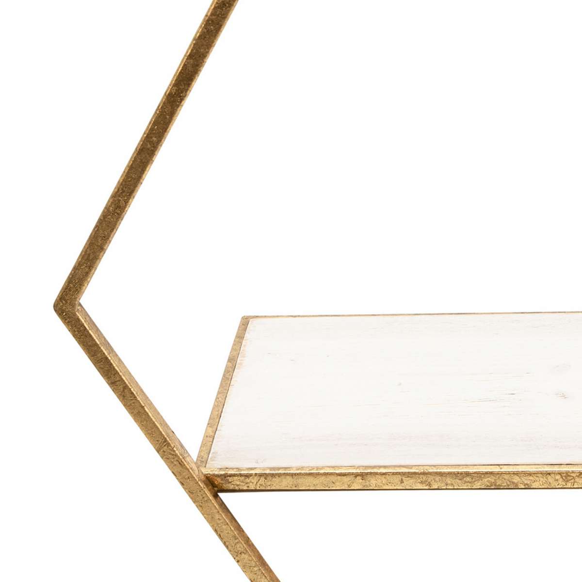 Hexagon Shaped Metal And Wooden Shelf, Set Of 3, Gold By Benzara | Wall Shelf |  Modishstore  - 6