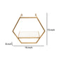 Hexagon Shaped Metal And Wooden Shelf, Set Of 3, Gold By Benzara | Wall Shelf |  Modishstore  - 4