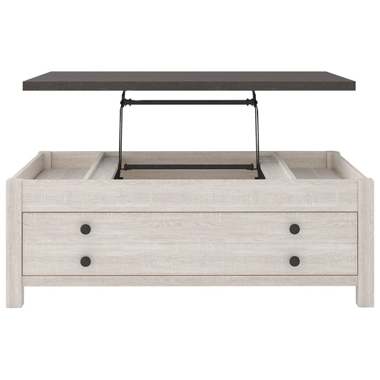 45 Inches Single Drawer Lift Top Cocktail Table Gray And White By Benzara | Coffee Tables | Modishstore