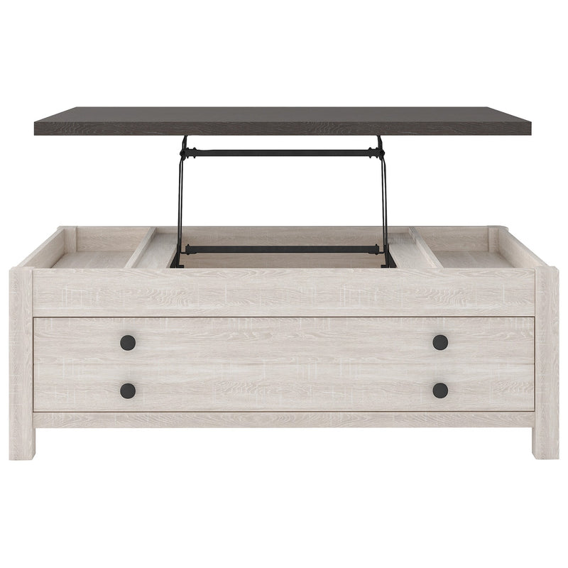 45 Inches Single Drawer Lift Top Cocktail Table Gray And White By Benzara | Coffee Tables | Modishstore