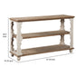 Traditional Style Console Sofa Table With Scalloped Design White And Brown By Benzara | End Tables | Modishstore - 2