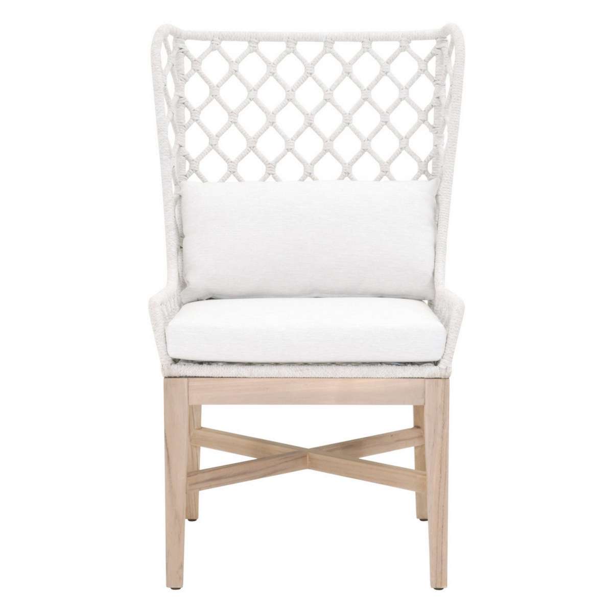 20 Inches Rope Weaved Padded Wing Back Chair, Off White By Benzara | Accent Chairs |  Modishstore  - 5