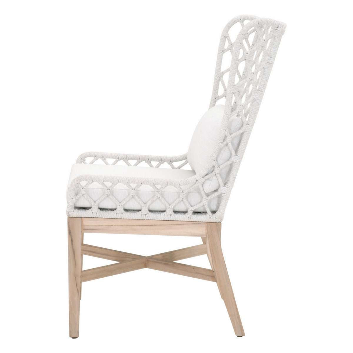20 Inches Rope Weaved Padded Wing Back Chair, Off White By Benzara | Accent Chairs |  Modishstore  - 4