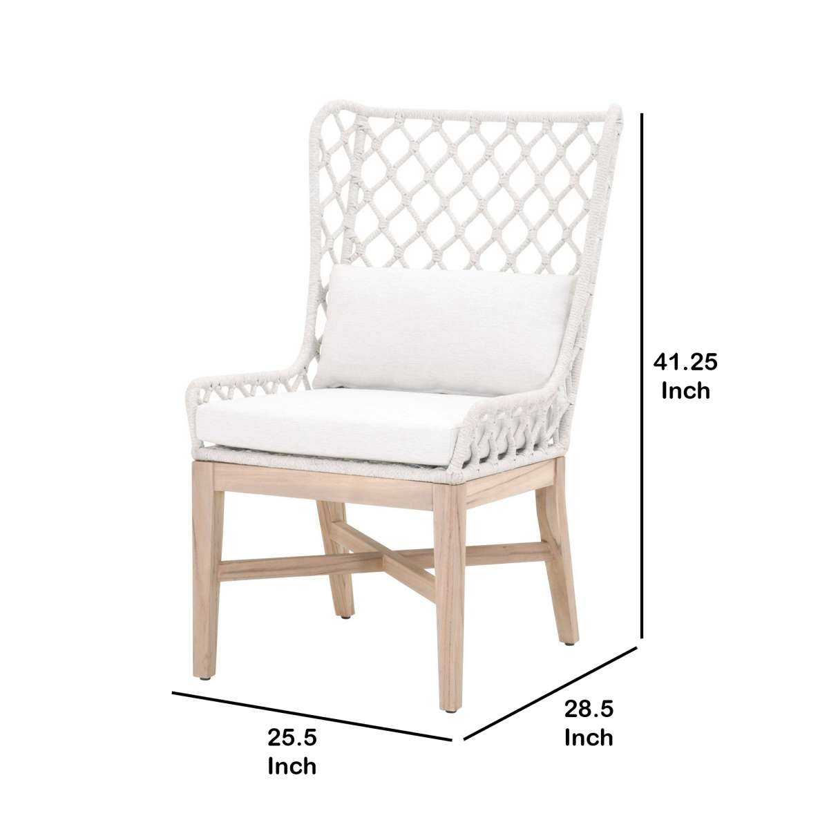 20 Inches Rope Weaved Padded Wing Back Chair, Off White By Benzara | Accent Chairs |  Modishstore  - 2
