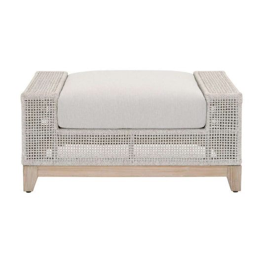 Woven Padded Rectangular Ottoman With Wooden Base, Gray By Benzara | Ottomans |  Modishstore 