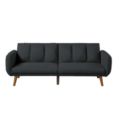 Adjustable Upholstered Sofa With Track Armrests And Angled Legs, Gray By Benzara