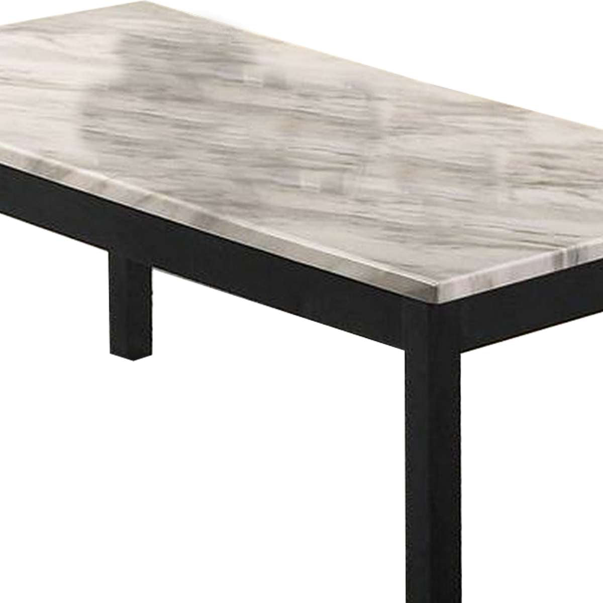 3 Piece Coffee Table And End Table With Faux Marble Top, Black And White By Benzara | Coffee Tables |  Modishstore  - 5