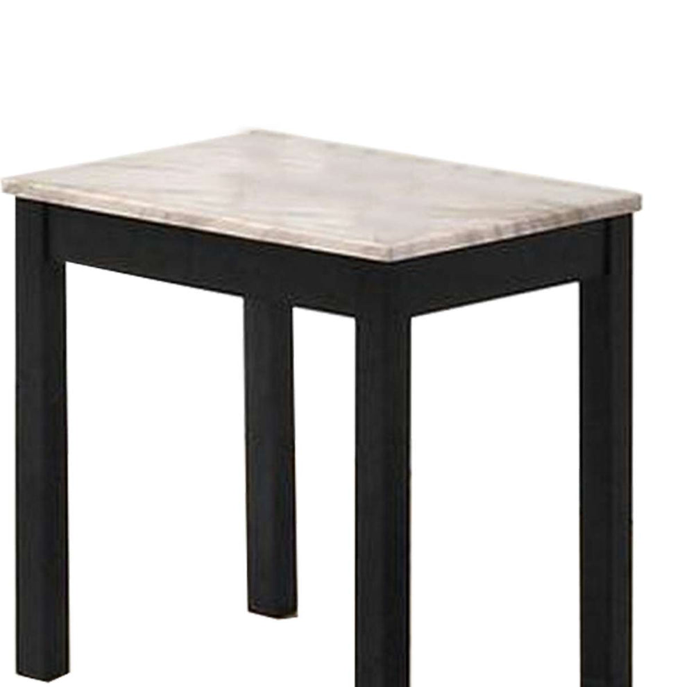 3 Piece Coffee Table And End Table With Faux Marble Top, Black And White By Benzara | Coffee Tables |  Modishstore  - 3