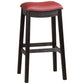 29 Inch Wooden Bar Stool With Upholstered Cushion Seat Set Of 2, Gray And Red By Benzara | Bar Stools |  Modishstore 