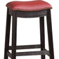 29 Inch Wooden Bar Stool With Upholstered Cushion Seat Set Of 2, Gray And Red By Benzara | Bar Stools |  Modishstore  - 5