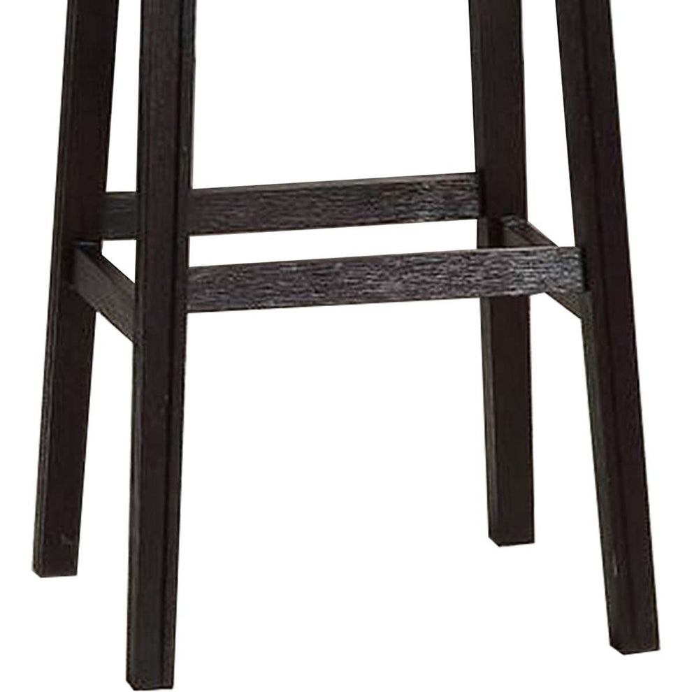29 Inch Wooden Bar Stool With Upholstered Cushion Seat Set Of 2, Gray And Red By Benzara | Bar Stools |  Modishstore  - 4