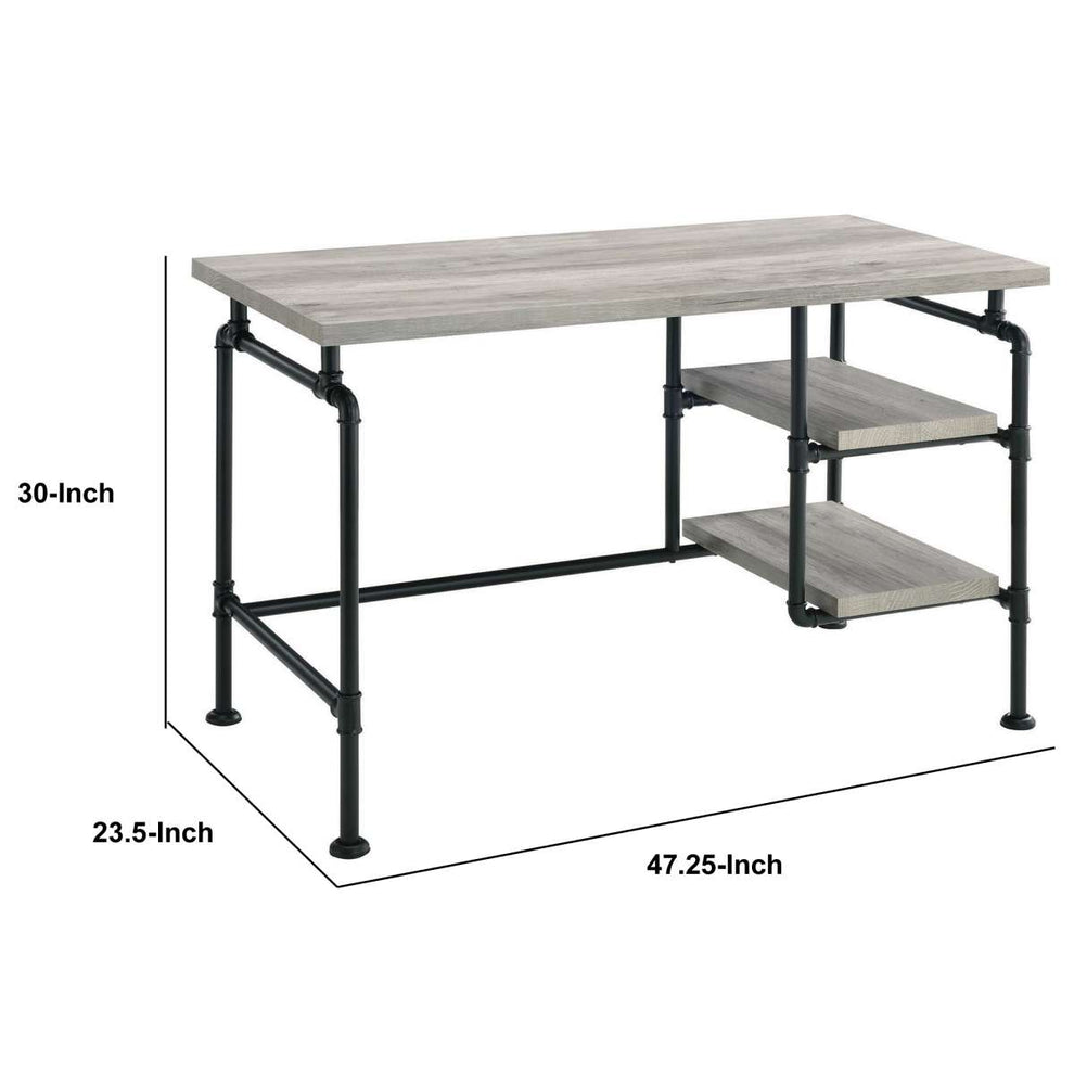 47 Inch Wooden And Metal Writing Desk, Black And Gray By Benzara | Desks |  Modishstore  - 3