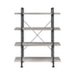 56 Inch 4 Tier Metal And Wooden Bookcase, Black And Gray By Benzara | Bookcases |  Modishstore 