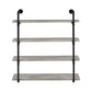 46 Inch 4 Tier Metal And Wooden Wall Shelf, Black And Gray By Benzara | Shelves & Shelving Units |  Modishstore 