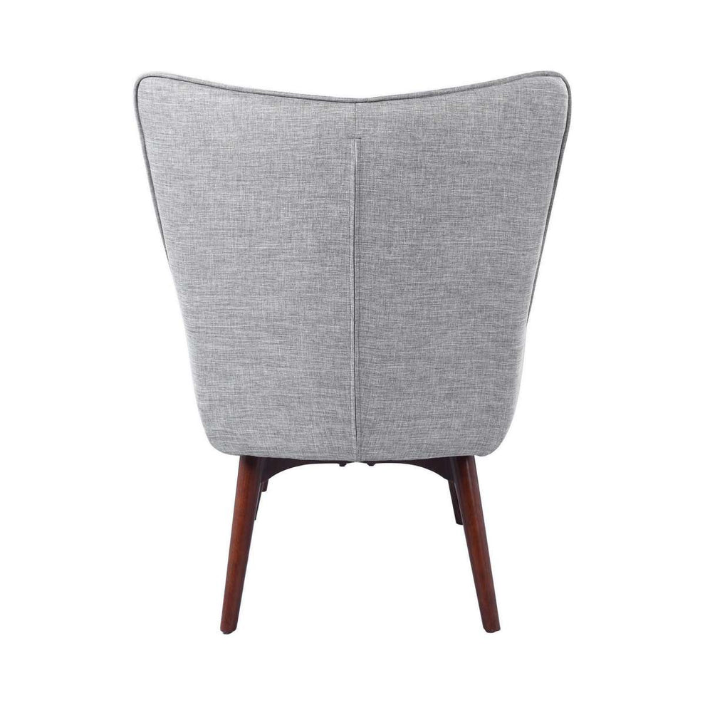 Wooden And Fabric Accent Chair With Ottoman, Gray And Brown By Benzara | Accent Chairs |  Modishstore  - 5