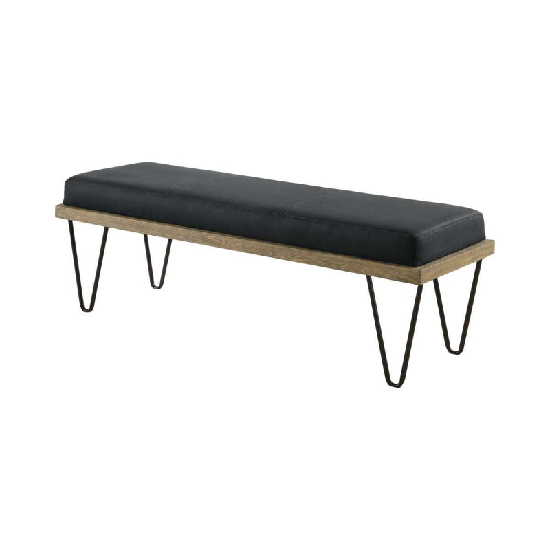 Leatherette Padded Bench With Hairpin Legs, Gray By Benzara | Benches |  Modishstore 