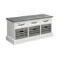 3 Drawer Wooden Storage Bench With Plinth Base, Gray And White By Benzara | Benches |  Modishstore 
