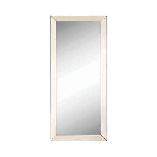 Rectangular Shaped Floor Mirror With Beveled Edge, Silver By Benzara | Mirrors |  Modishstore 