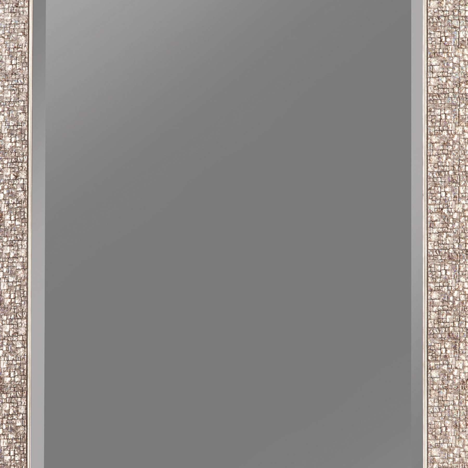 Rectangular Beveled Accent Floor Mirror With Glitter Mosaic Pattern, Silver By Benzara | Mirrors |  Modishstore  - 4