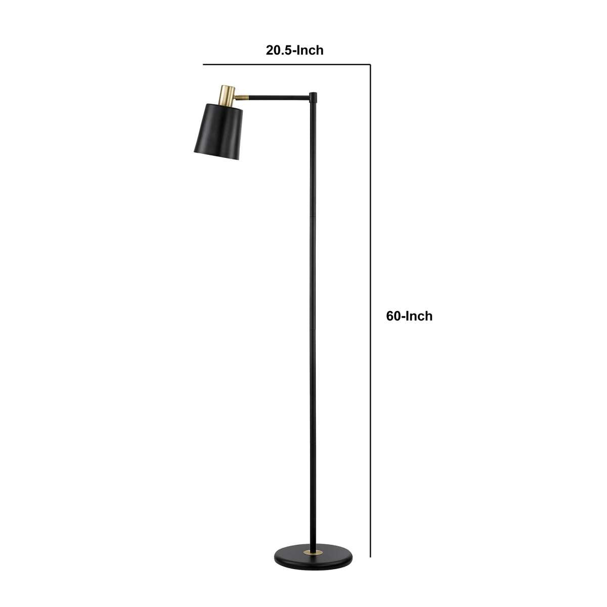 Tubular Metal Floor Lamp With Horn Style Shade, Black By Benzara | Floor Lamps |  Modishstore  - 2