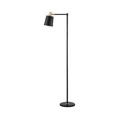 Tubular Metal Floor Lamp With Horn Style Shade, Black By Benzara