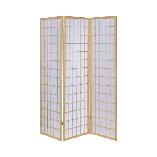 3 Panel Foldable Wooden Frame Room Divider With Grid Design, Brown By Benzara | Room Divider |  Modishstore 