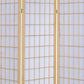 3 Panel Foldable Wooden Frame Room Divider With Grid Design, Brown By Benzara | Room Divider |  Modishstore  - 4
