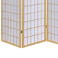 3 Panel Foldable Wooden Frame Room Divider With Grid Design, Brown By Benzara | Room Divider |  Modishstore  - 3