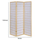 3 Panel Foldable Wooden Frame Room Divider With Grid Design, Brown By Benzara | Room Divider |  Modishstore  - 2