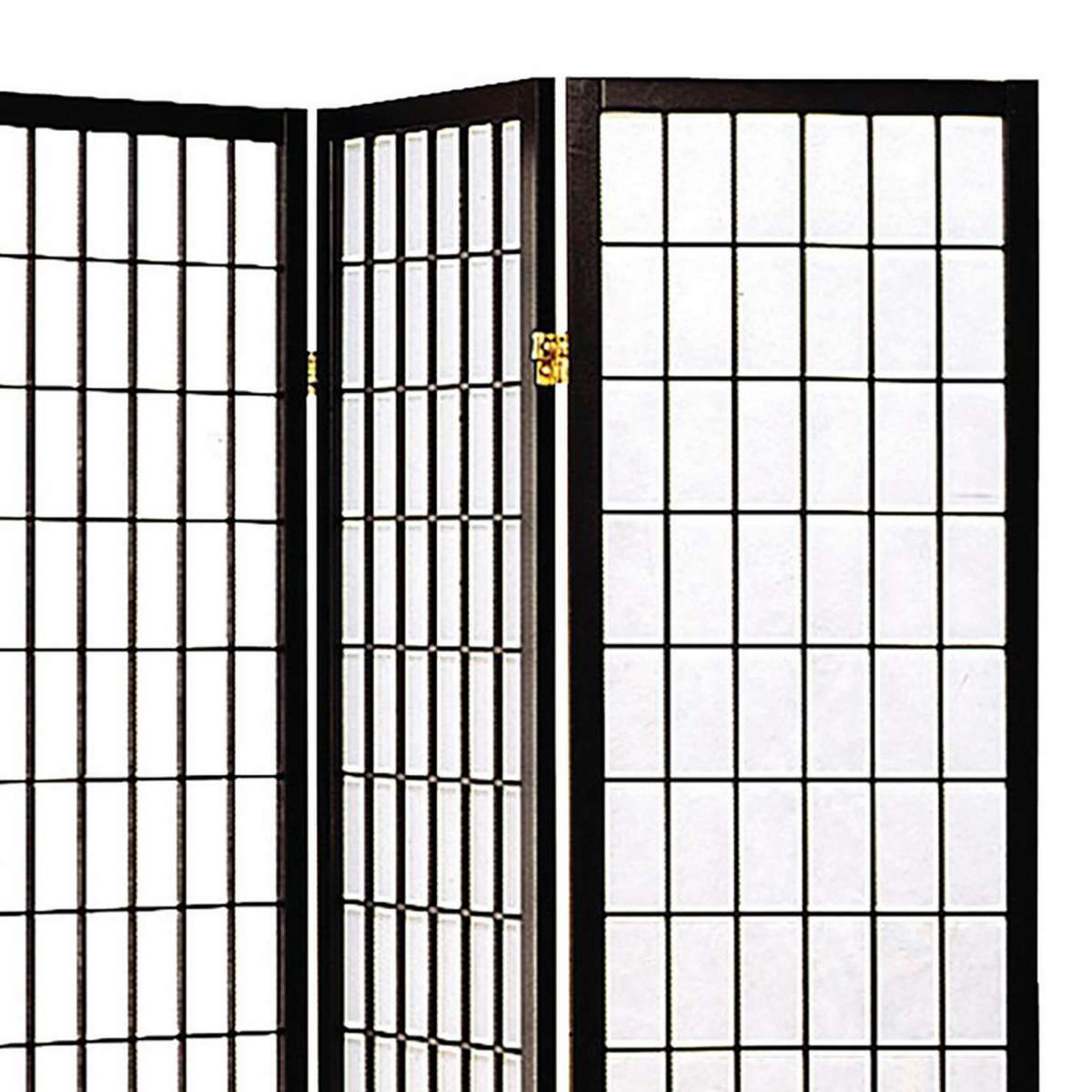 4 Panel Foldable Wooden Frame Room Divider With Grid Design, Black By Benzara | Room Divider |  Modishstore  - 3