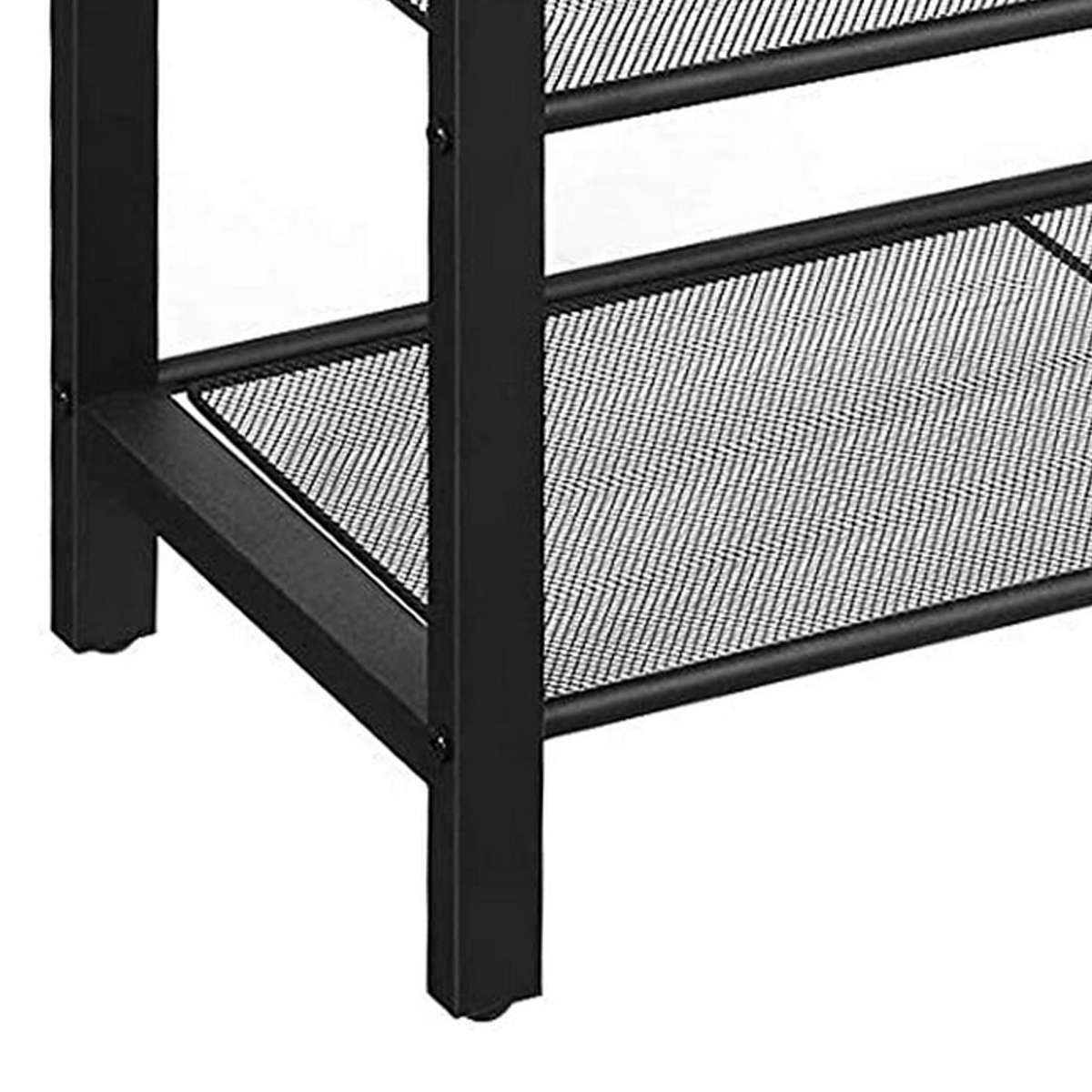 39 Inches Wooden Shoe Organizer With Mesh Shelves, Brown And Black By Benzara | Cabinets |  Modishstore  - 4