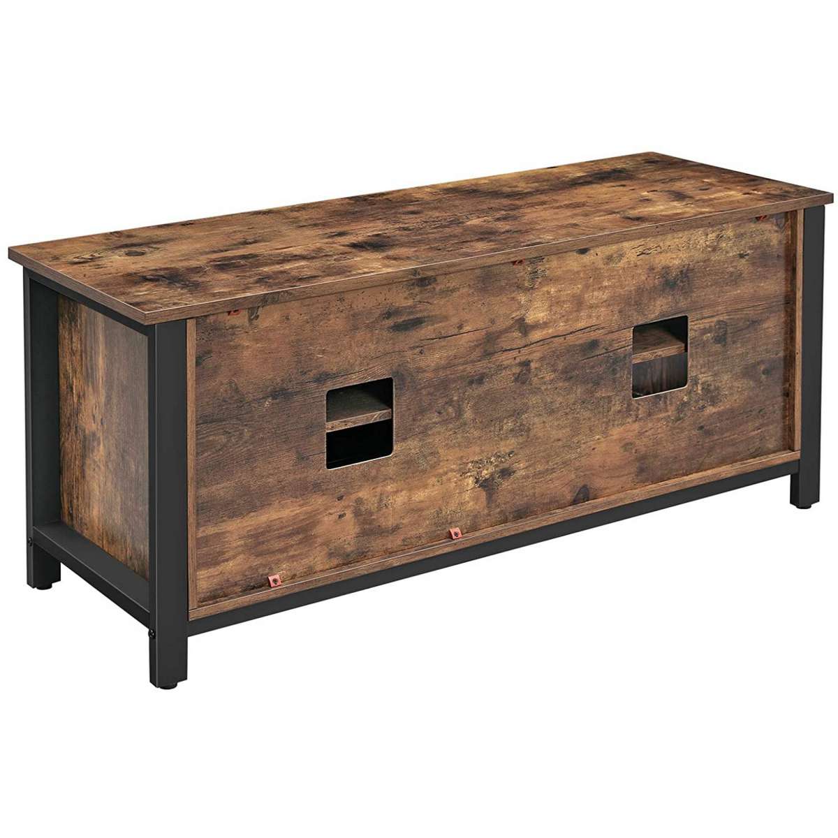 50 Inches Tv Stand With Louvered Sliding Doors, Brown And Black By Benzara | TV Stands |  Modishstore  - 5