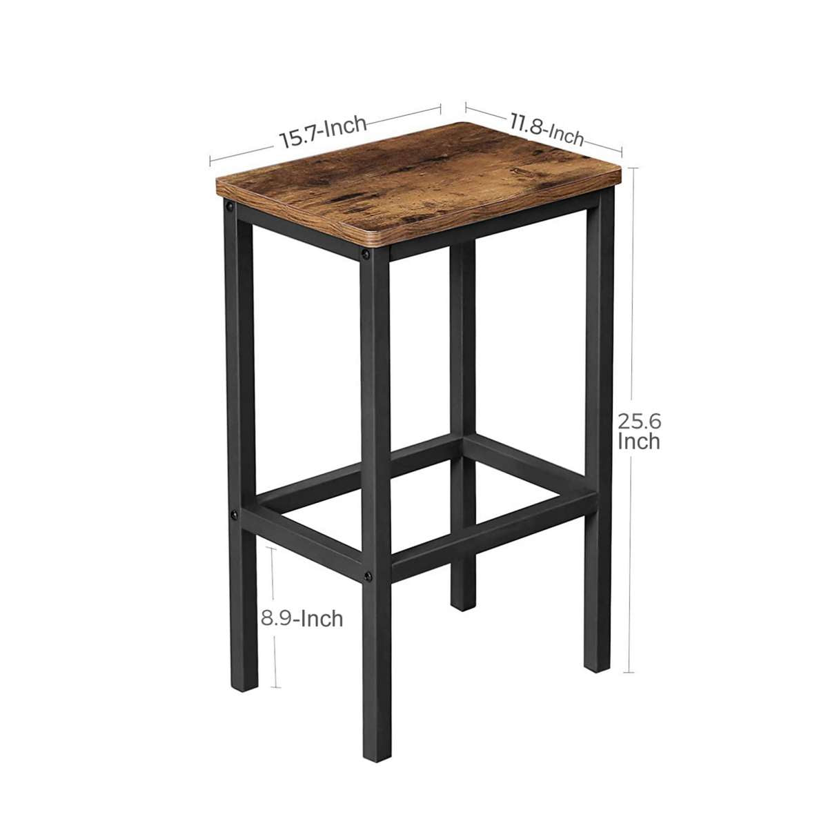 25.6 Inches Bar Stool With Wooden Seat, Set Of 2, Brown And Black By Benzara | Bar Stools |  Modishstore  - 2