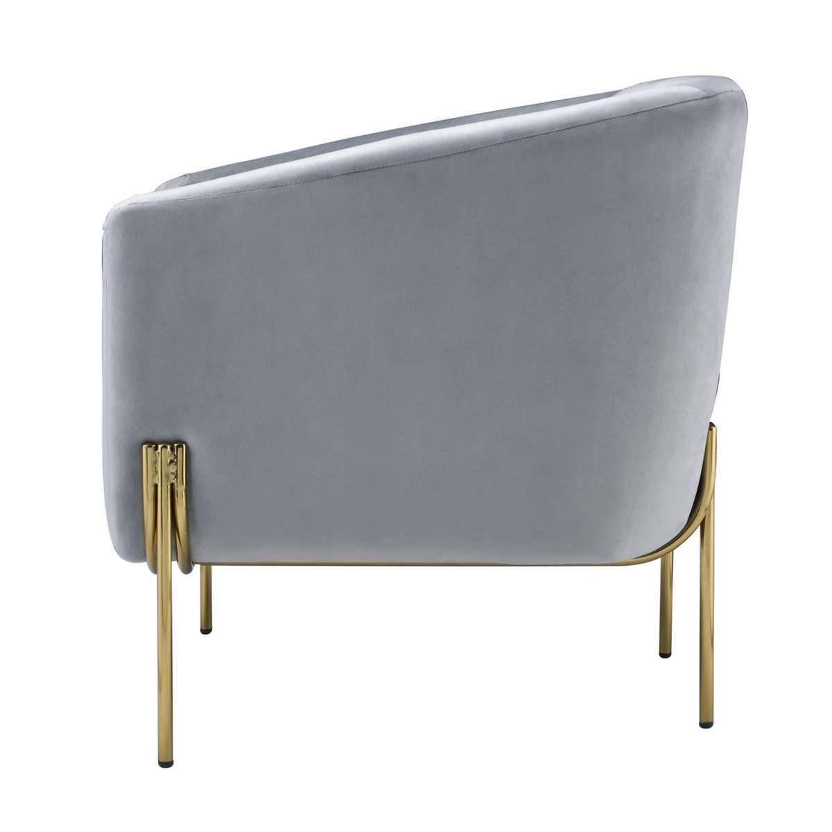 Velvet Upholstered Accent Chair With Spindle Legs, Gray By Benzara | Accent Chairs |  Modishstore  - 4