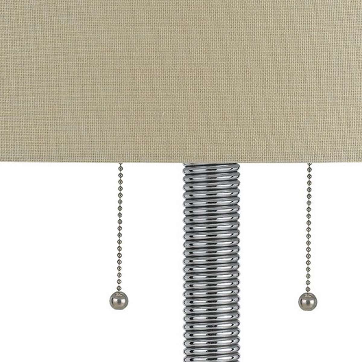 Metal Corkscrew Design Table Lamp With Pull Chain Switch, Silver By Benzara | Table Lamps |  Modishstore  - 5