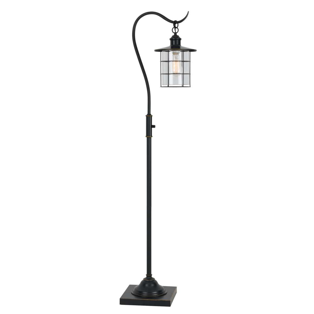 60 Inch Metal Downbridge Design Floor Lamp With Caged Shade, Dark Bronze By Benzara | Floor Lamps |  Modishstore 