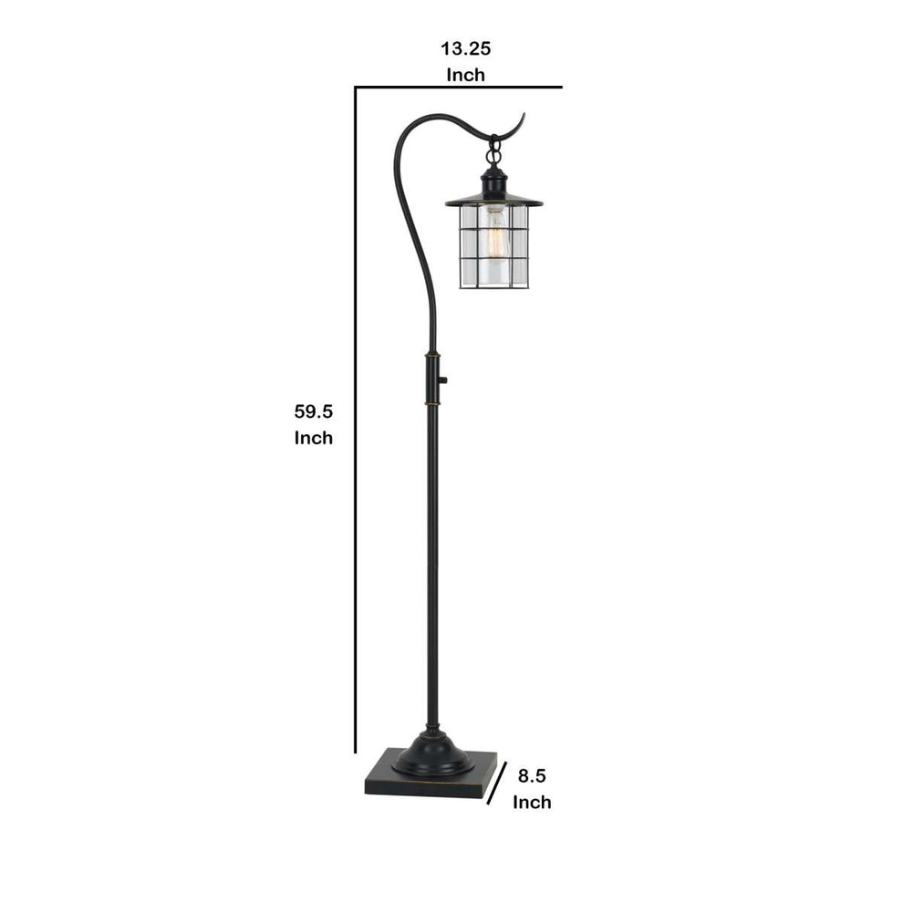 60 Inch Metal Downbridge Design Floor Lamp With Caged Shade, Dark Bronze By Benzara | Floor Lamps |  Modishstore  - 2