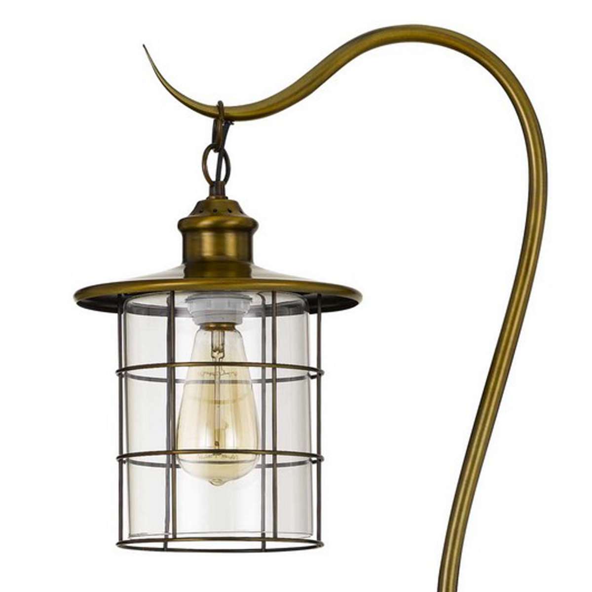 60 Inch Metal Downbridge Design Floor Lamp With Caged Shade, Antique Brass By Benzara | Floor Lamps |  Modishstore  - 5