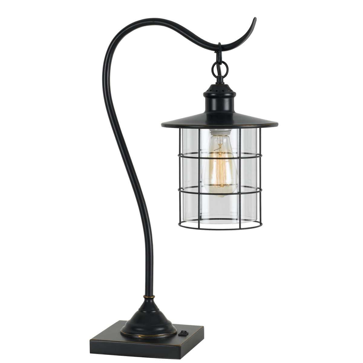 25 Inch Metal Downbridge Design Desk Lamp With Caged Shade, Dark Bronze By Benzara | Table Lamps |  Modishstore 
