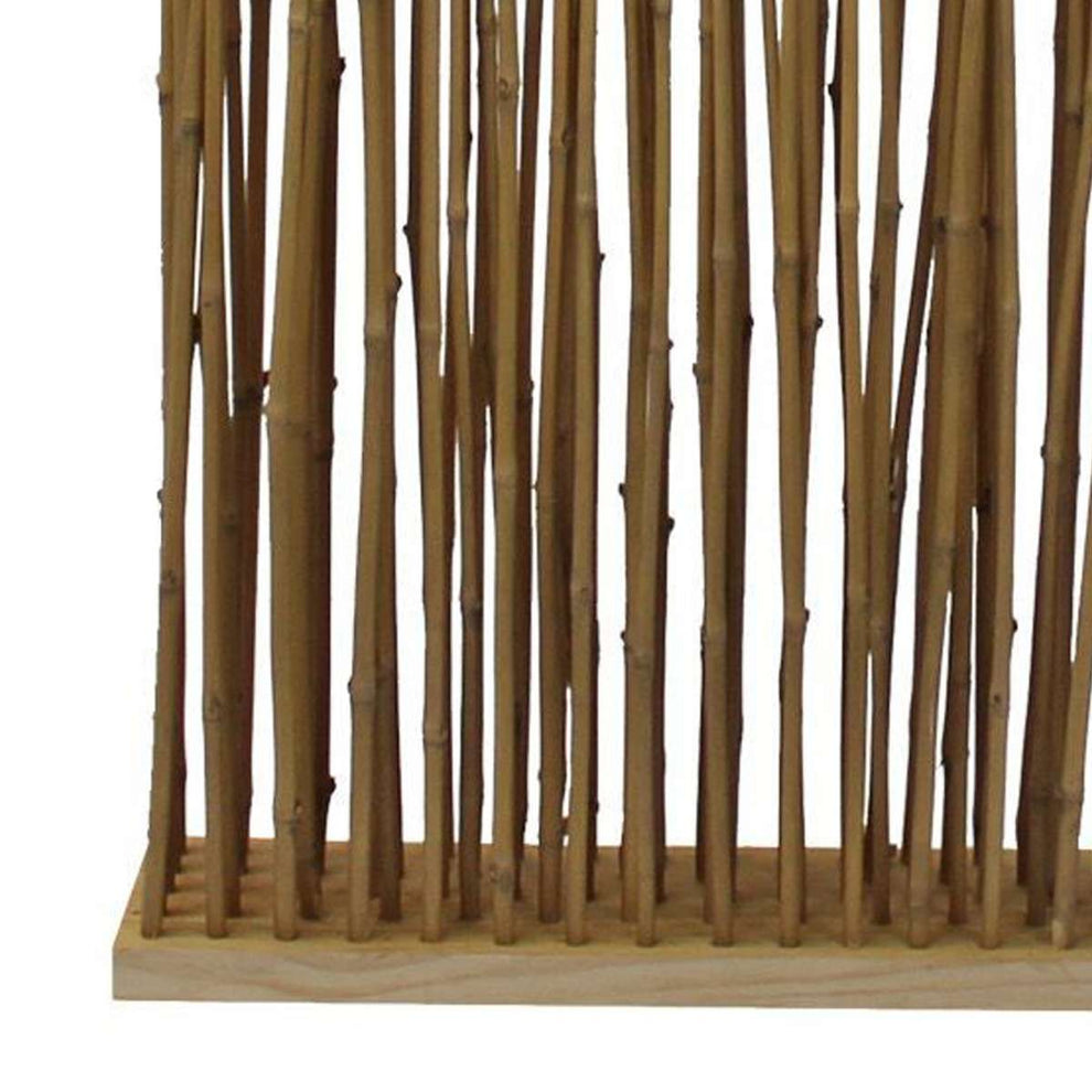 78 Inch Elongated Bamboo Branch Pattern Single Panel Screen, Brown By Benzara | Room Divider |  Modishstore  - 3