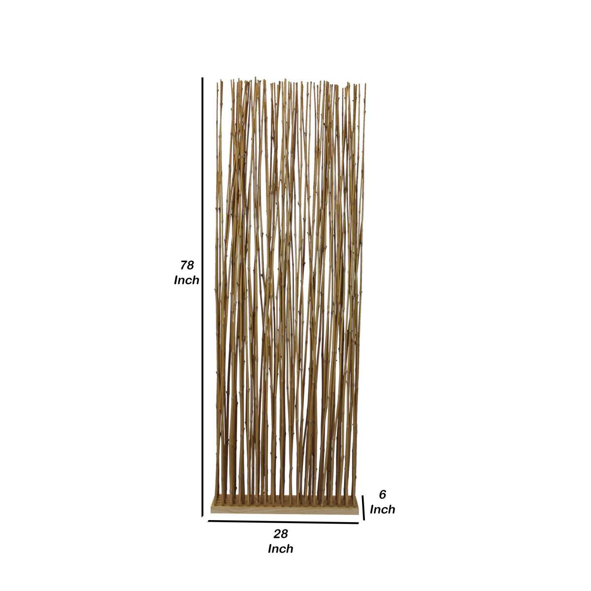 78 Inch Elongated Bamboo Branch Pattern Single Panel Screen, Brown By Benzara | Room Divider |  Modishstore  - 2