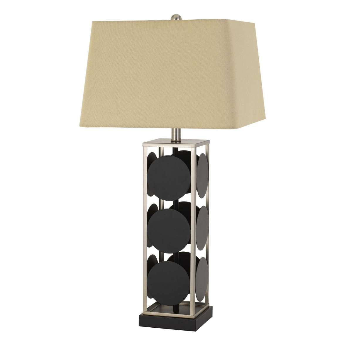 31.5" Metal Table Lamp With Geometric Accents, Black And Silver By Benzara | Table Lamps |  Modishstore 