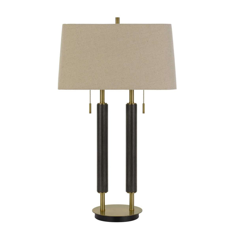 32" Metal And Wood Desk Lamp With Two Light Setup, Brown And Gold By Benzara | Table Lamps |  Modishstore 
