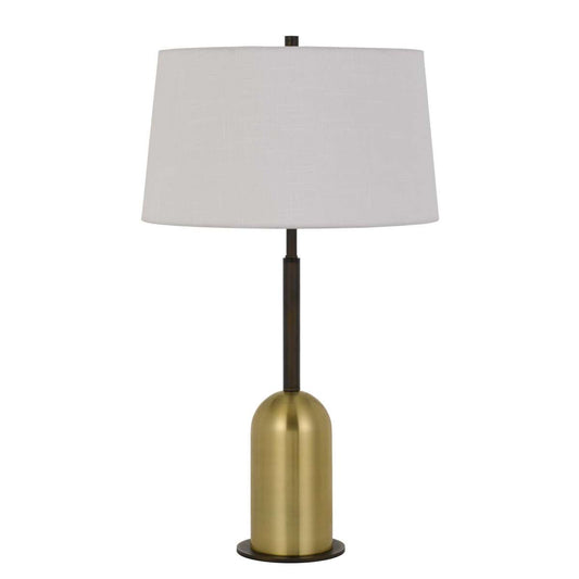 30" Metal Desk Lamp With Drum Style Shade, Brown And Gold By Benzara | Table Lamps |  Modishstore 