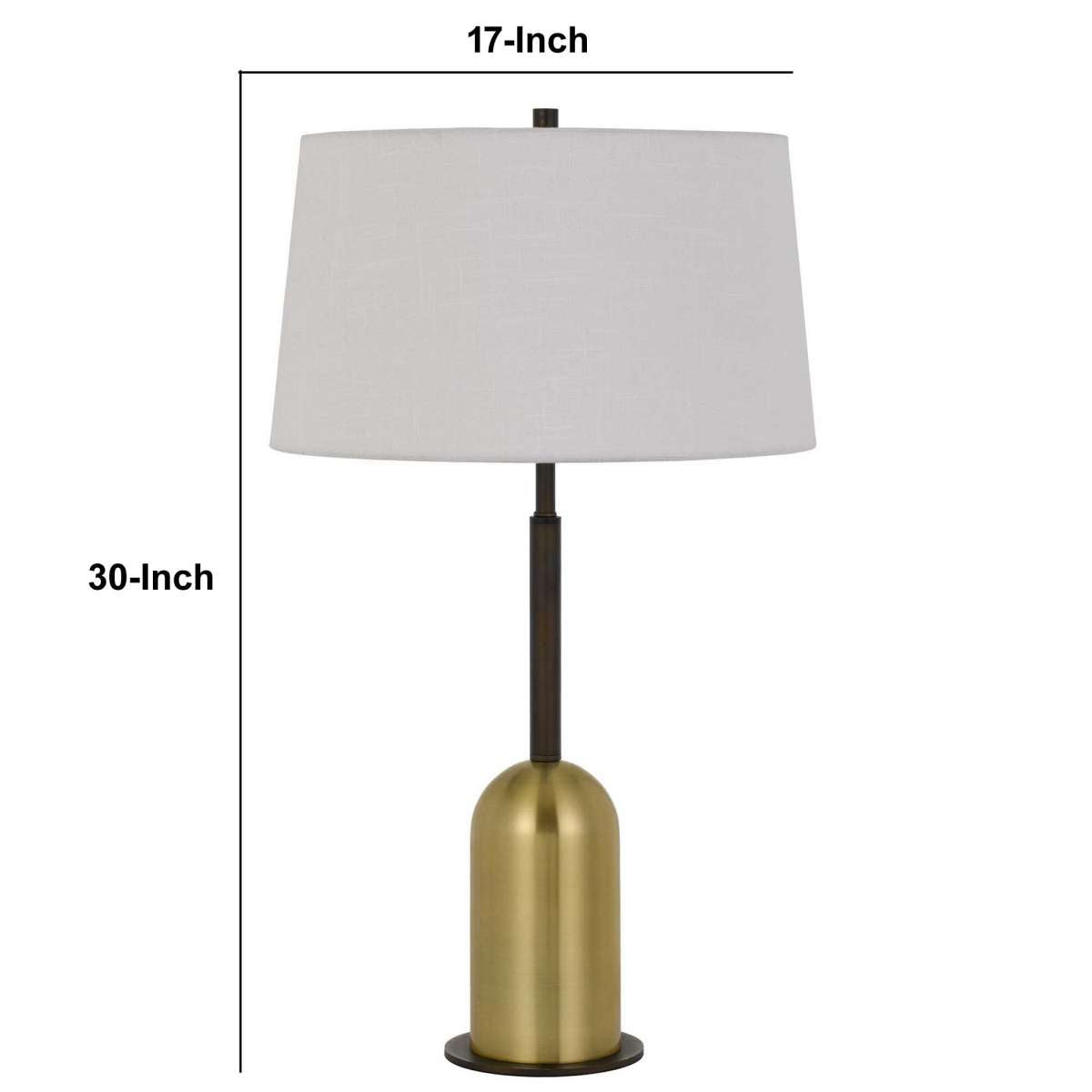 30" Metal Desk Lamp With Drum Style Shade, Brown And Gold By Benzara | Table Lamps |  Modishstore  - 2